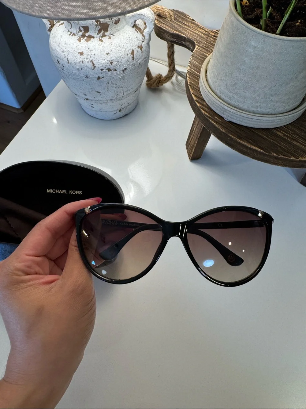 Michael Kors Black Frame Sunglasses with Brown Gradient Lenses - Picture 4 of 7